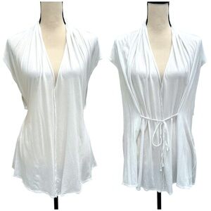 DKNY WHITE COTTON MULTIWAY TIE CLOSE TEE SHIRT